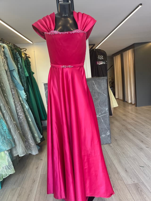 “Hot Pink Passion” off shoulders satin dress 1272