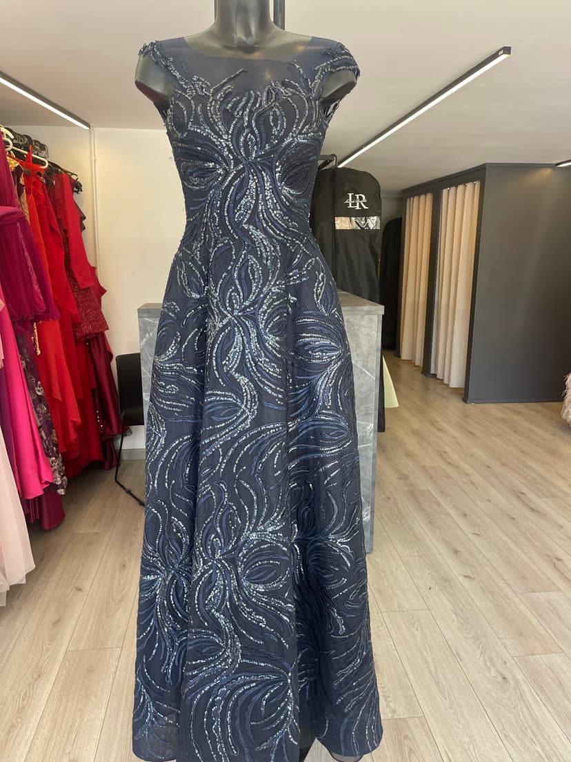 “Navy Dreamcatcher”long dress with sequins -1043